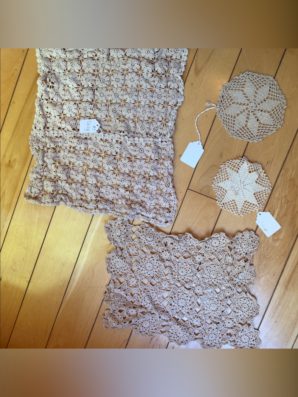 Handmade Beige Crochet Doilies and Placemats Set - Home Bath